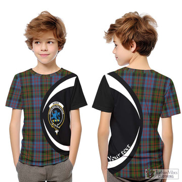 Bowie Tartan Kid T-Shirt with Family Crest Circle Style Youth XL Size14 - Tartan Vibes Clothing
