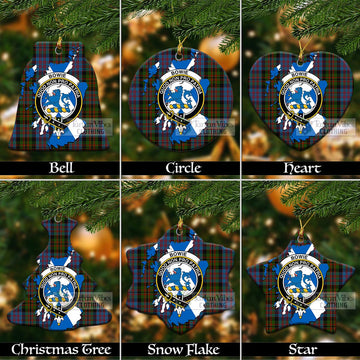 Bowie Tartan Christmas Ceramic Ornaments with Family Crest and Scotland Map Ceramic - Tartan Vibes Clothing