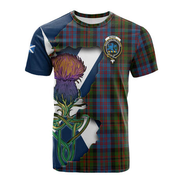 Tartan Vibes Clothing Bowie Tartan Family Crest Cotton T-shirt Scottish Thistle Celtic Inspired