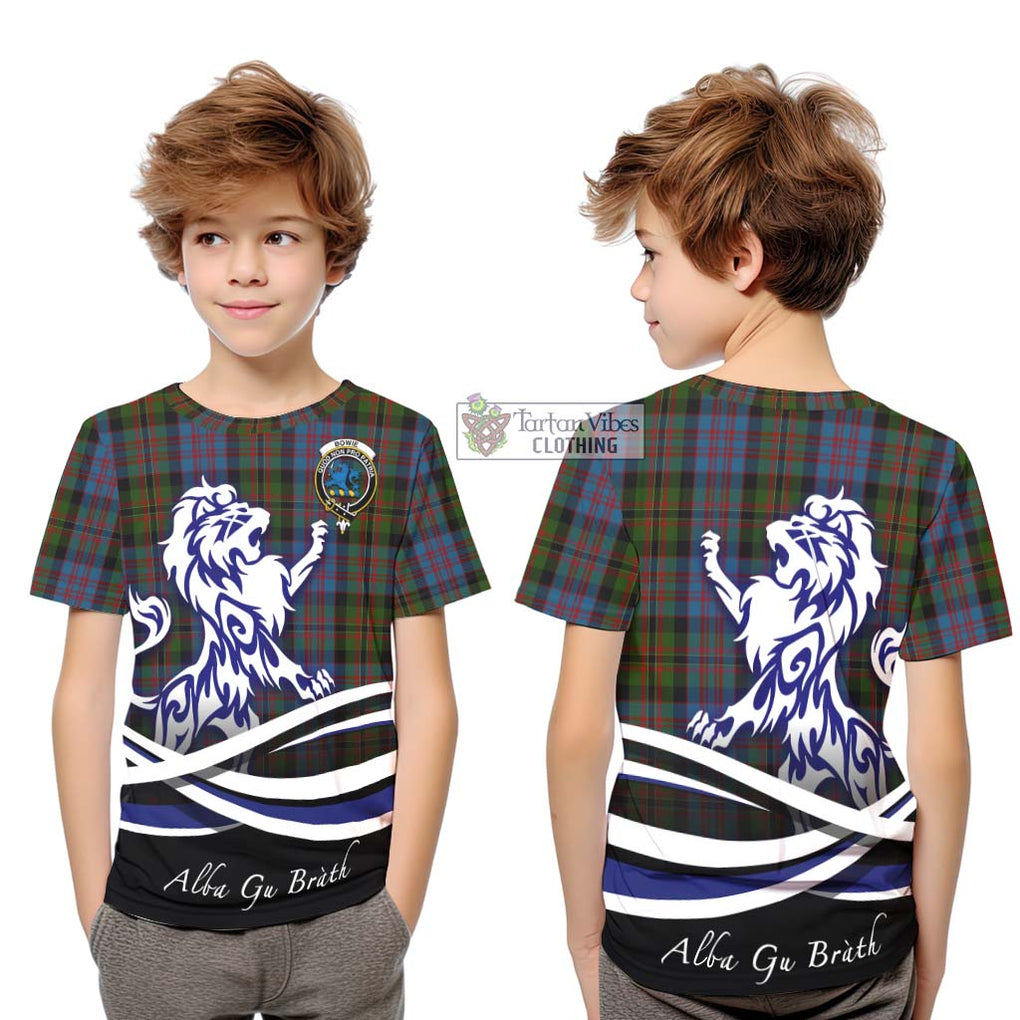 Bowie Tartan Kid T-Shirt with Alba Gu Brath Regal Lion Emblem Youth XL Size14 - Tartan Vibes Clothing