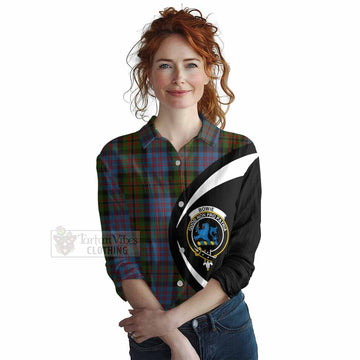 Bowie Tartan Women's Casual Shirt with Family Crest Circle Style Female - Tartan Vibes Clothing