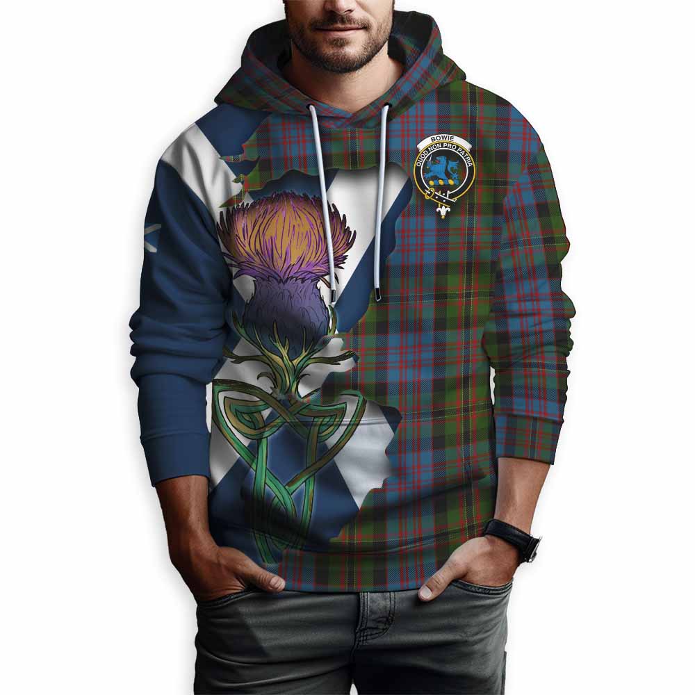 Tartan Vibes Clothing Bowie Tartan Family Crest Hoodie Scottish Thistle Celtic Inspired