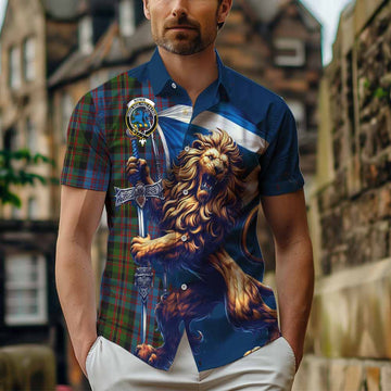 Bowie Tartan Family Crest Hawaiian Shirt with Scottish Majestic Lion Kid - Tartan Vibes Clothing
