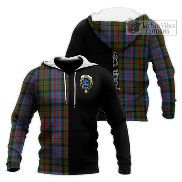 Bowie Tartan Knitted Hoodie with Family Crest and Half Of Me Style Unisex Knitted Pullover Hoodie - Tartan Vibes Clothing