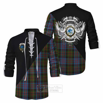 Tartan Vibes Clothing Bowie Tartan Ghillie Kilt Shirt with Family Crest and Military Logo Style