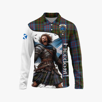 Bowie Crest Tartan Long Sleeve Polo Shirt Inspired by the Freedom of Scottish Warrior Unisex - Tartan Vibes Clothing