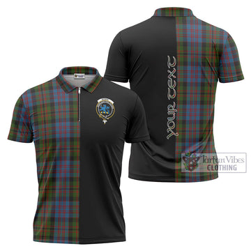 Bowie Tartan Zipper Polo Shirt with Family Crest and Half Of Me Style Unisex - Tartan Vibes Clothing