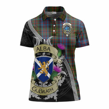 Bowie Tartan Family Crest Women's Polo Shirt Lion Rampant Royal Thistle Shield Celtic Inspired Women - Tartan Vibes Clothing