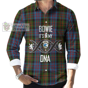 Bowie Tartan Long Sleeve Button Shirt with Family Crest DNA In Me Style Men's Shirt S - Tartanvibesclothing Shop