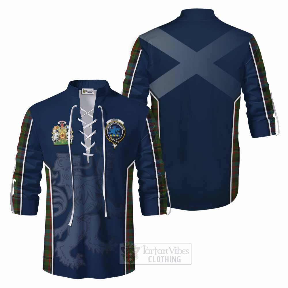 Tartan Vibes Clothing Bowie Tartan Ghillie Kilt Shirt with Family Crest and Lion Rampant Vibes Sport Style