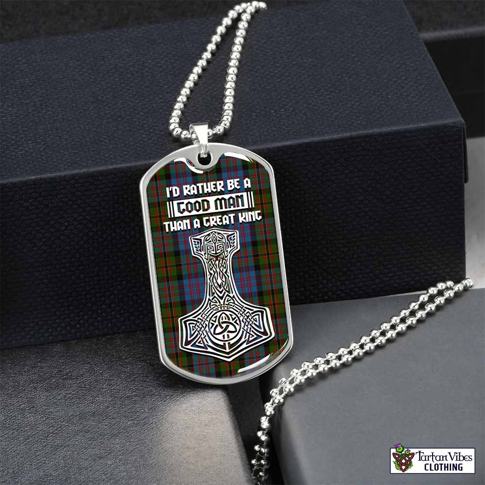 Bowie Tartan Dog Tag Necklace Viking Mjolnir Style Silver No - Tartan Vibes Clothing