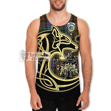 Bowie Tartan Men's Tank Top with Family Crest Celtic Wolf Style Men - Tartan Vibes Clothing
