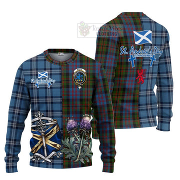Bowie Tartan Knitted Sweater Happy St. Andrew's Day Half Tartan Style Unisex - Tartan Vibes Clothing