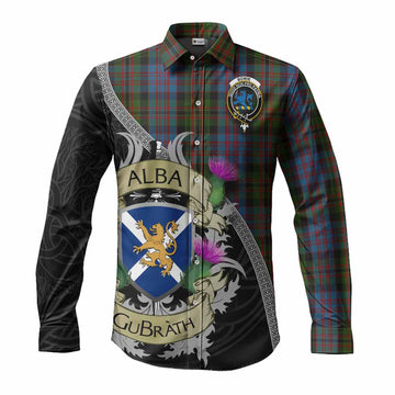 Bowie Tartan Family Crest Long Sleeve Button Shirt Lion Rampant Royal Thistle Shield Celtic Inspired Men's Shirt S - Tartan Vibes Clothing