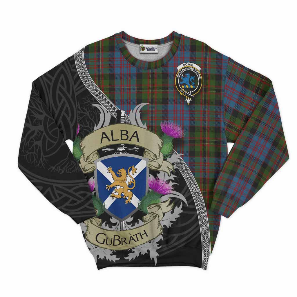 Bowie Tartan Family Crest Sweatshirt Lion Rampant Royal Thistle Shield Celtic Inspired Unisex - Tartan Vibes Clothing