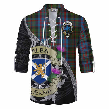 Bowie Tartan Family Crest Ghillie Kilt Shirt Lion Rampant Royal Thistle Shield Celtic Inspired Men - Tartan Vibes Clothing