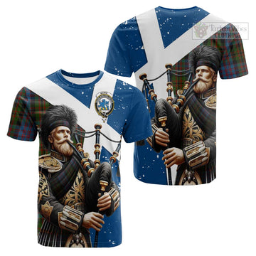Bowie Tartan Cotton T-shirt with Family Crest Scottish Bagpiper Vibes Kid's Shirt - Tartan Vibes Clothing