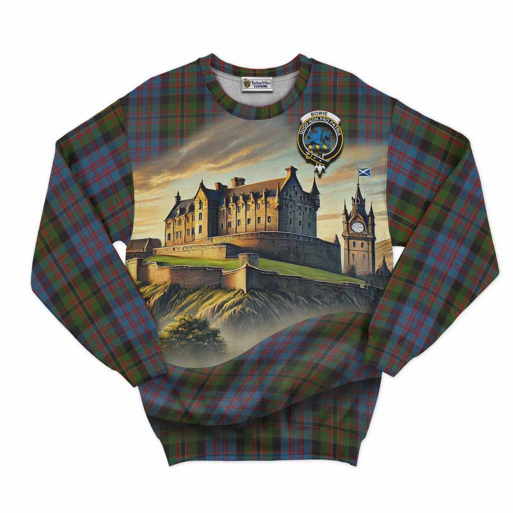Bowie Tartan Family Crest Sweatshirt with Scottish Ancient Castle Style Unisex - Tartan Vibes Clothing