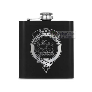 Bowie Crest Hip Flask Set 7oz Black Stainless Steel with A Gift Box One Size 7oz - 2D-tartanvibesclothing