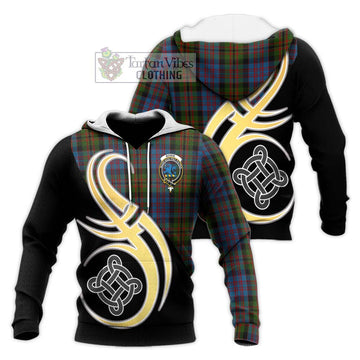 Bowie Tartan Knitted Hoodie with Family Crest and Celtic Symbol Style Unisex Knitted Pullover Hoodie - Tartan Vibes Clothing