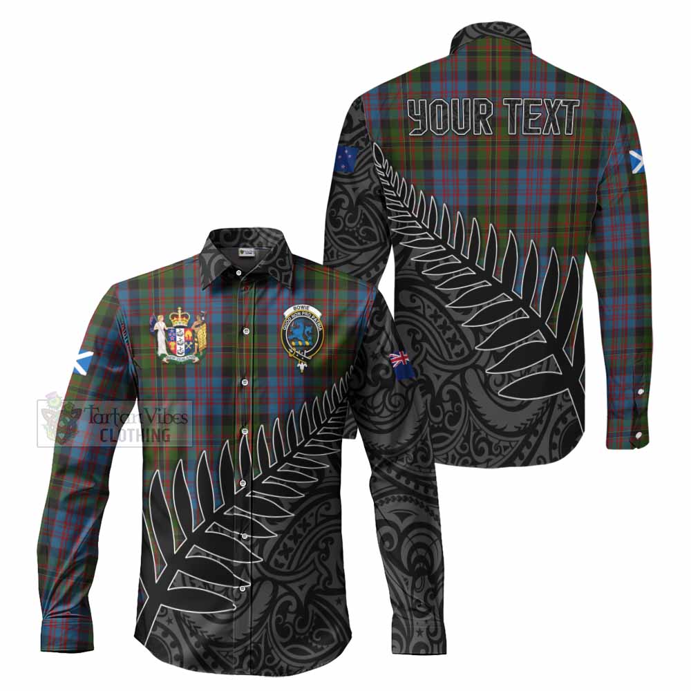 Bowie Crest Tartan Long Sleeve Button Shirt with New Zealand Silver Fern Half Style Men's Shirt S - Tartan Vibes Clothing