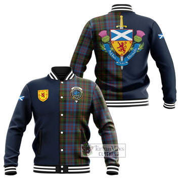 Bowie Tartan Baseball Jacket Alba with Scottish Lion Royal Arm Half Style Unisex - Tartan Vibes Clothing