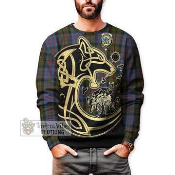 Bowie Tartan Sweatshirt with Family Crest Celtic Wolf Style Unisex - Tartan Vibes Clothing