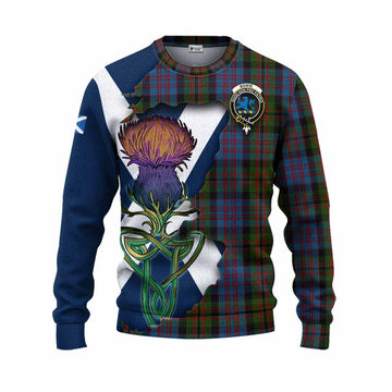 Tartan Vibes Clothing Bowie Tartan Family Crest Knitted Sweater Scottish Thistle Celtic Inspired