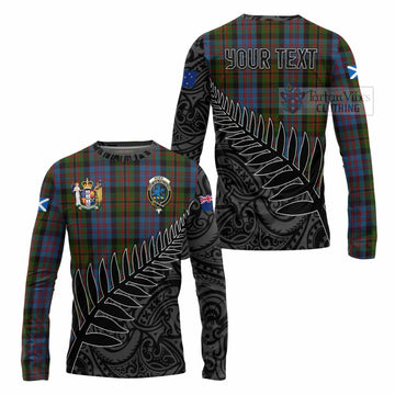 Bowie Crest Tartan Long Sleeve T-Shirt with New Zealand Silver Fern Half Style Unisex - Tartan Vibes Clothing