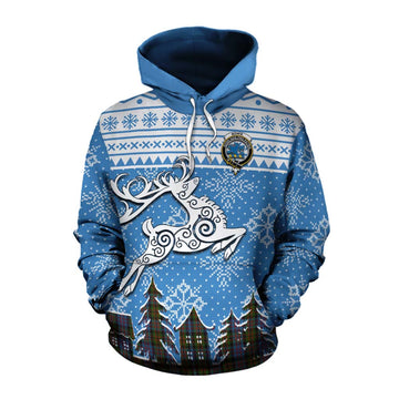Bowie Clan Christmas Cotton Hoodie Celtic Reindeer Style Pullover Hoodie XS - Tartan Vibes Clothing