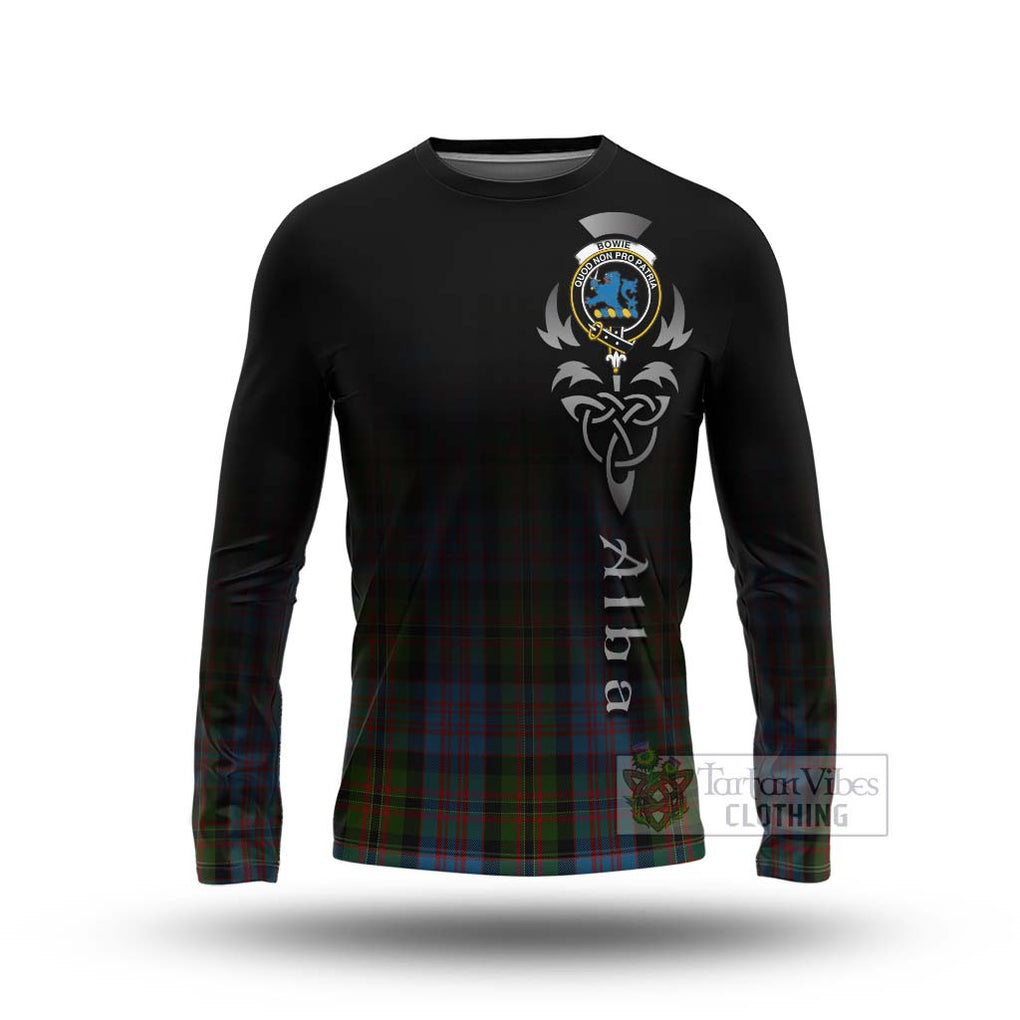 Bowie Tartan Long Sleeve T-Shirt Featuring Alba Gu Brath Family Crest Celtic Inspired Unisex - Tartan Vibes Clothing