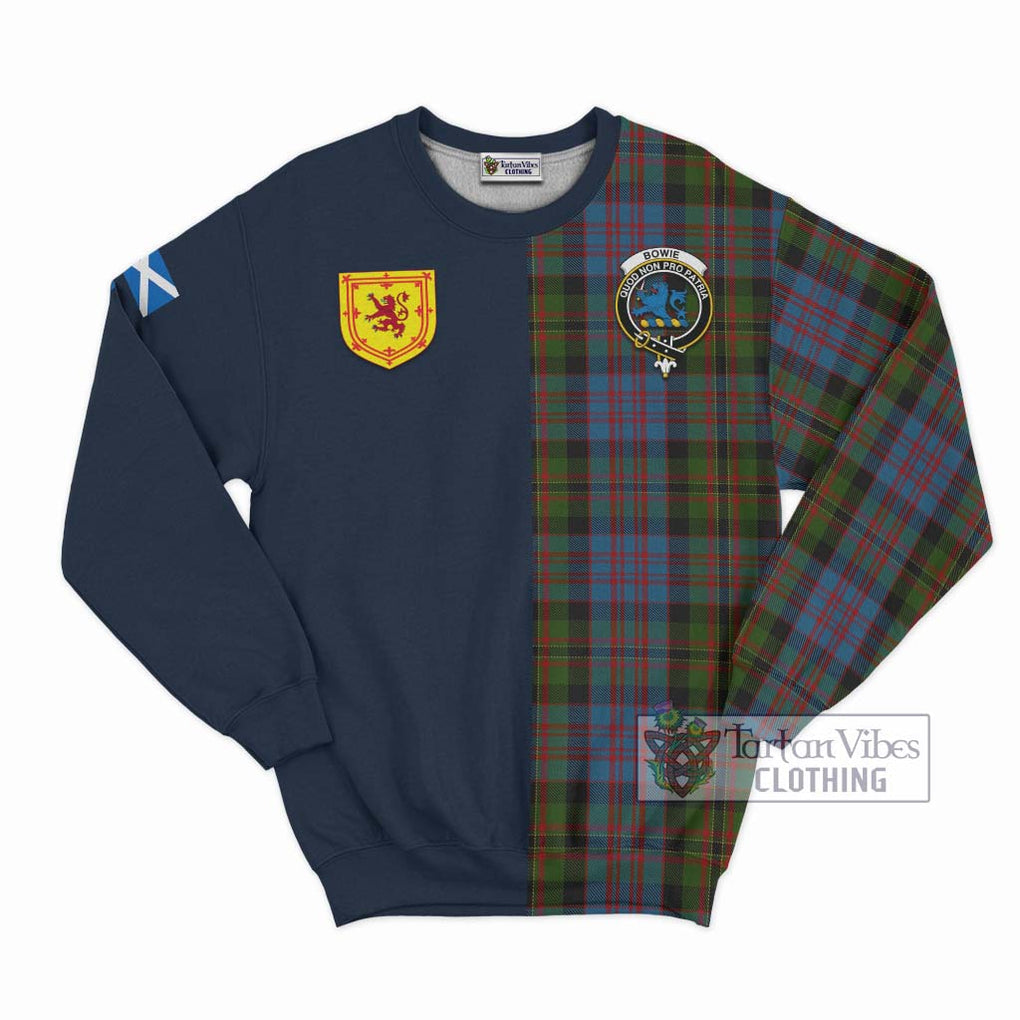 Bowie Tartan Sweatshirt Alba with Scottish Lion Royal Arm Half Style Unisex - Tartan Vibes Clothing