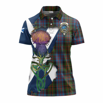 Tartan Vibes Clothing Bowie Tartan Family Crest Women's Polo Shirt Scottish Thistle Celtic Inspired