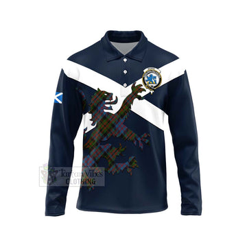 Bowie Tartan Lion Rampant Long Sleeve Polo Shirt Proudly Display Your Heritage with Alba Gu Brath and Clan Name Unisex - Tartan Vibes Clothing