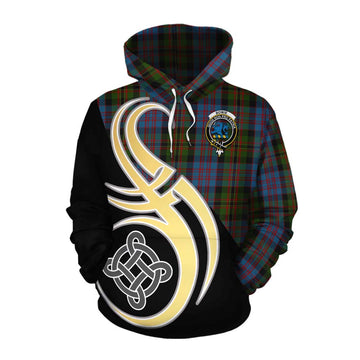 Bowie Tartan Cotton Hoodie with Family Crest and Celtic Symbol Style Pullover Hoodie XS - Tartan Vibes Clothing