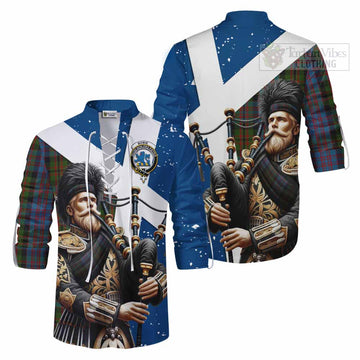 Bowie Tartan Ghillie Kilt Shirt with Family Crest Scottish Bagpiper Vibes Men - Tartan Vibes Clothing
