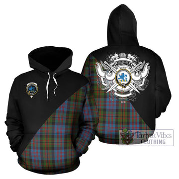 Bowie Tartan Hoodie with Family Crest and Military Logo Style Zip Hoodie - Tartan Vibes Clothing