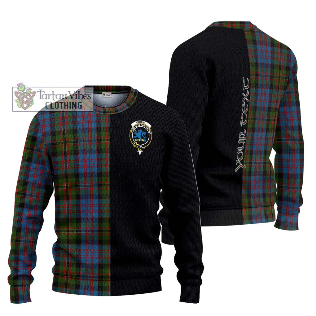 Bowie Tartan Ugly Sweater with Family Crest and Half Of Me Style Unisex - Tartan Vibes Clothing
