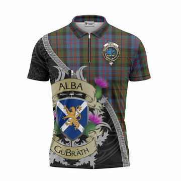 Bowie Tartan Family Crest Zipper Polo Shirt Lion Rampant Royal Thistle Shield Celtic Inspired Unisex - Tartan Vibes Clothing