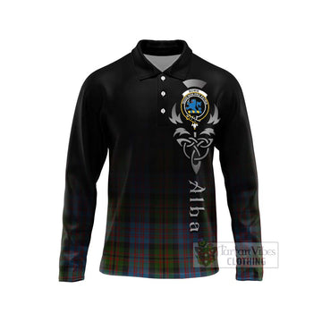 Bowie Tartan Long Sleeve Polo Shirt Featuring Alba Gu Brath Family Crest Celtic Inspired Unisex - Tartan Vibes Clothing