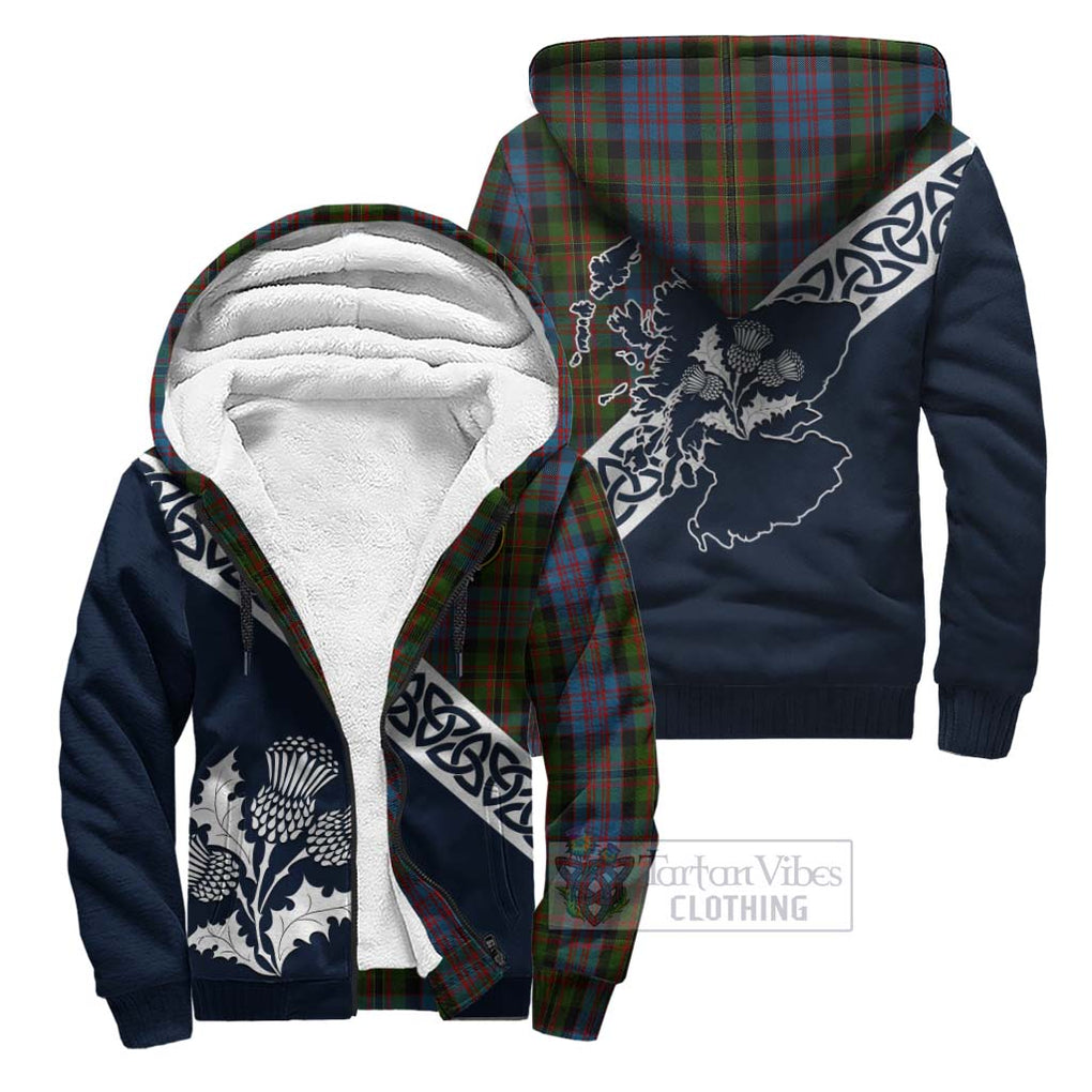 Bowie Tartan Sherpa Hoodie Featuring Thistle and Scotland Map Unisex - Tartan Vibes Clothing
