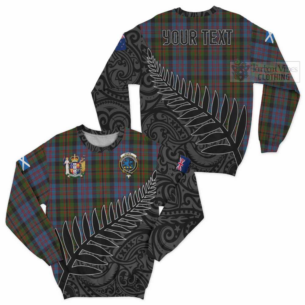 Bowie Crest Tartan Sweatshirt with New Zealand Silver Fern Half Style Unisex - Tartan Vibes Clothing