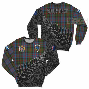 Bowie Crest Tartan Sweatshirt with New Zealand Silver Fern Half Style Unisex - Tartan Vibes Clothing