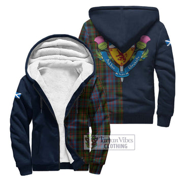 Bowie Tartan Sherpa Hoodie Alba with Scottish Lion Royal Arm Half Style Unisex S - Tartan Vibes Clothing