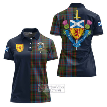 Bowie Tartan Women's Polo Shirt Alba with Scottish Lion Royal Arm Half Style Women - Tartan Vibes Clothing