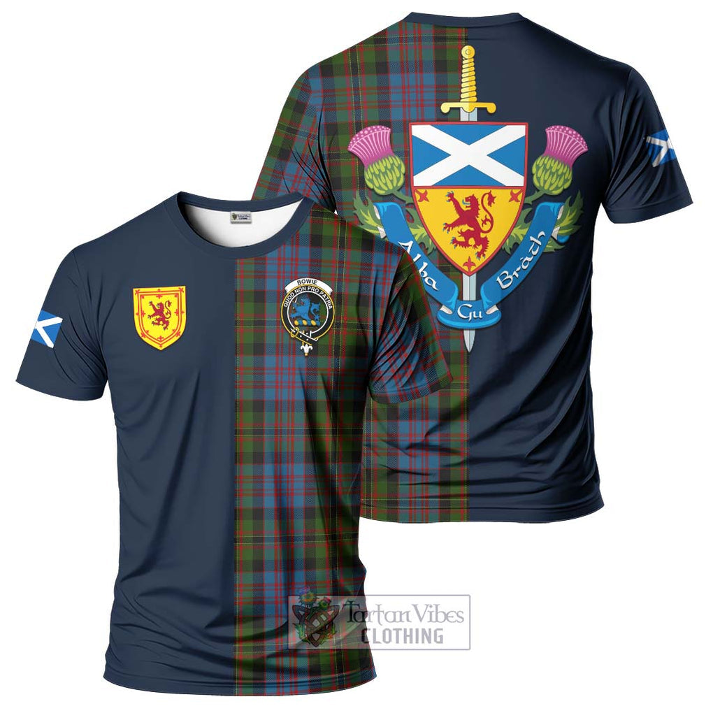 Bowie Tartan T-Shirt Alba with Scottish Lion Royal Arm Half Style Kid's Shirt - Tartan Vibes Clothing