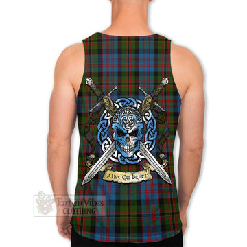 Bowie Tartan Men's Tank Top with Family Crest Celtic Skull Style Men - Tartan Vibes Clothing
