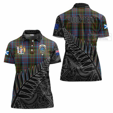 Bowie Crest Tartan Women's Polo Shirt with New Zealand Silver Fern Half Style Women - Tartan Vibes Clothing