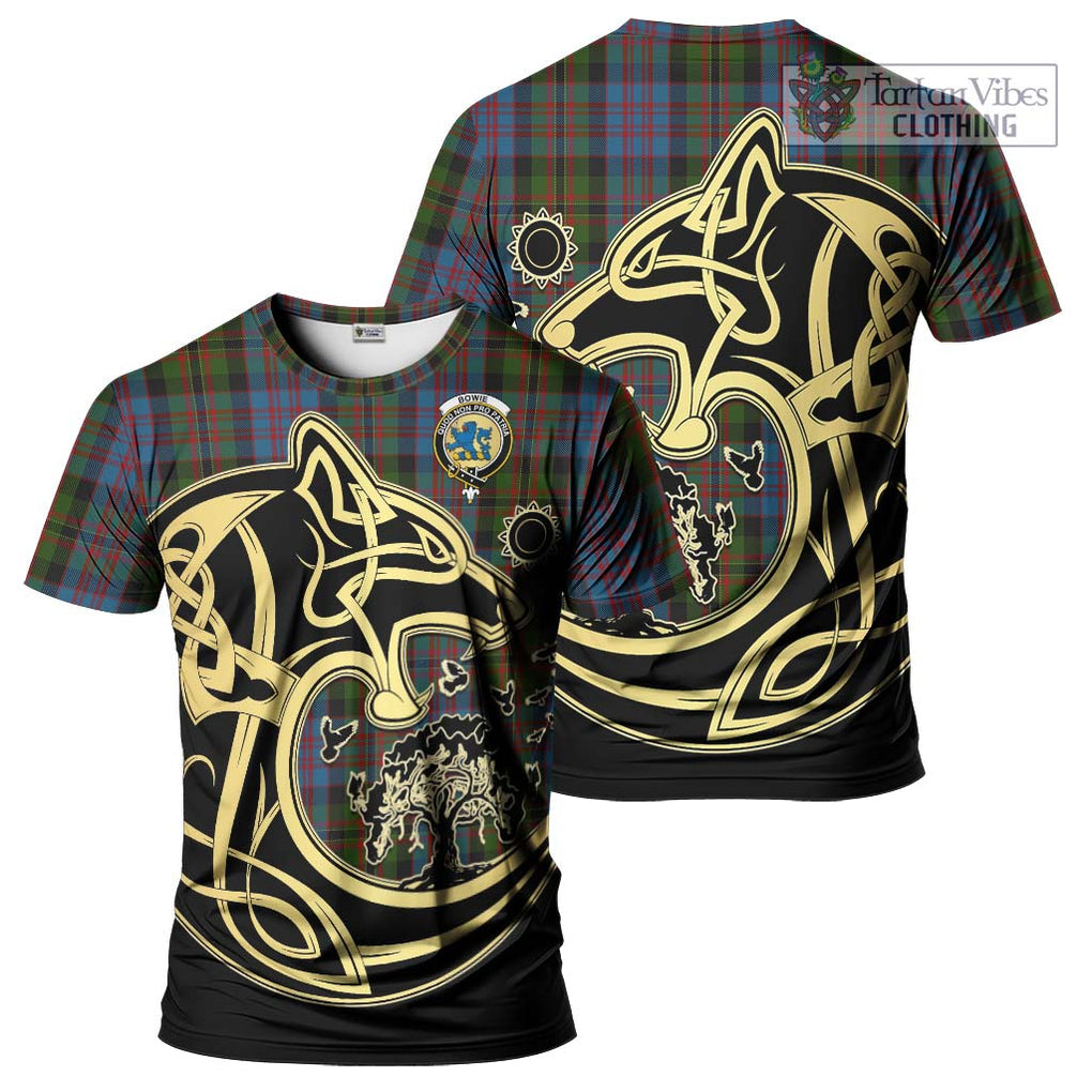 Bowie Tartan T-Shirt with Family Crest Celtic Wolf Style Kid's Shirt - Tartan Vibes Clothing