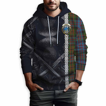 Bowie Tartan Hoodie with Family Crest Cross Sword Thistle Celtic Vibes Pullover Hoodie - Tartan Vibes Clothing